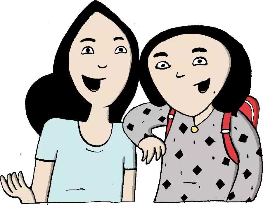Illustration von zwei schwarzhaarigen Personen aus dem Comic Mehr als 2 Seiten